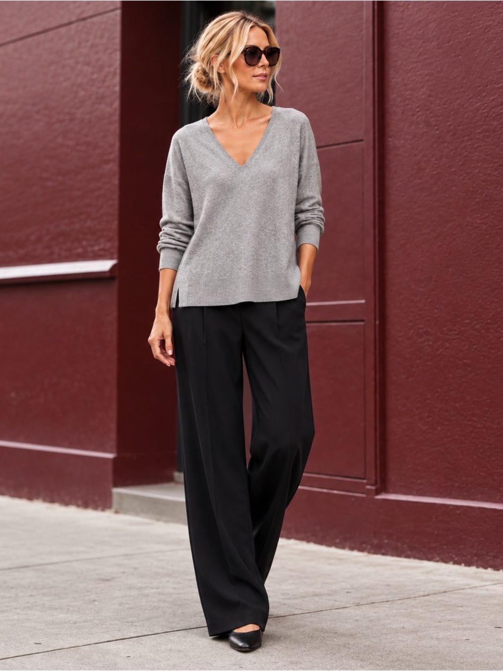 VINCE WOOL CASHMERE GRAY V NECK SWEATER SZ XS